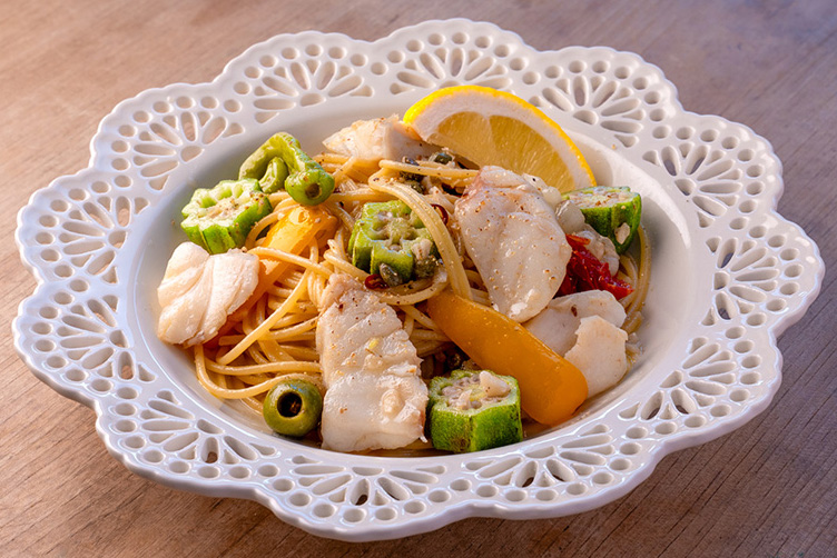 ヒトメクリ おすすめメニュー 地魚と季節野菜のパスタ